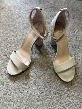 2/$20 Women's Beige Ankle-Strap Block Heel Sandals